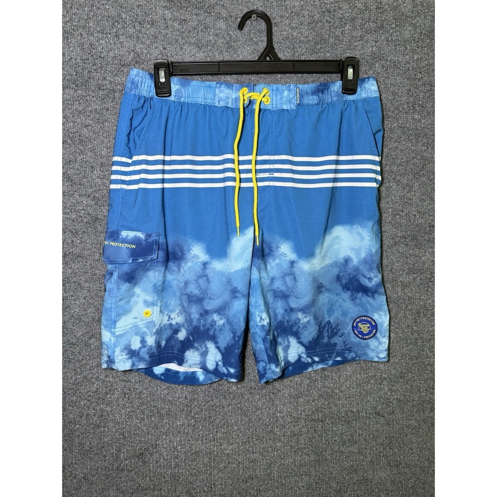 Banana Boat Trunks Mens Large UPF 50 Blue/Yellow Fast Dry Swim Shorts